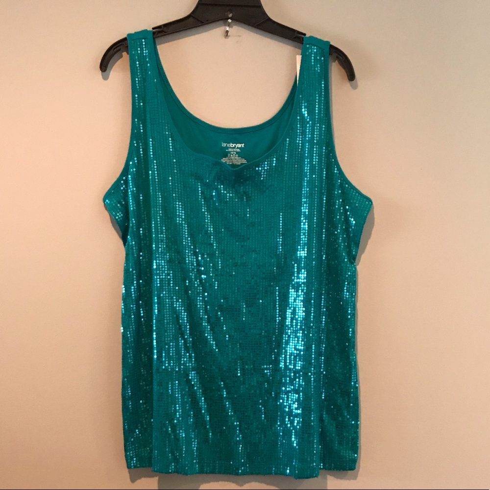 Lane Bryant Teal Sequin Shimmer Tank 14/16 1X